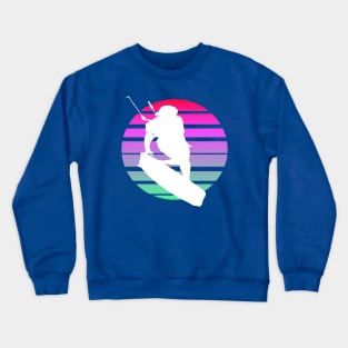 Kitesurfing Female Rider Silhouette Retro Sunset Crewneck Sweatshirt